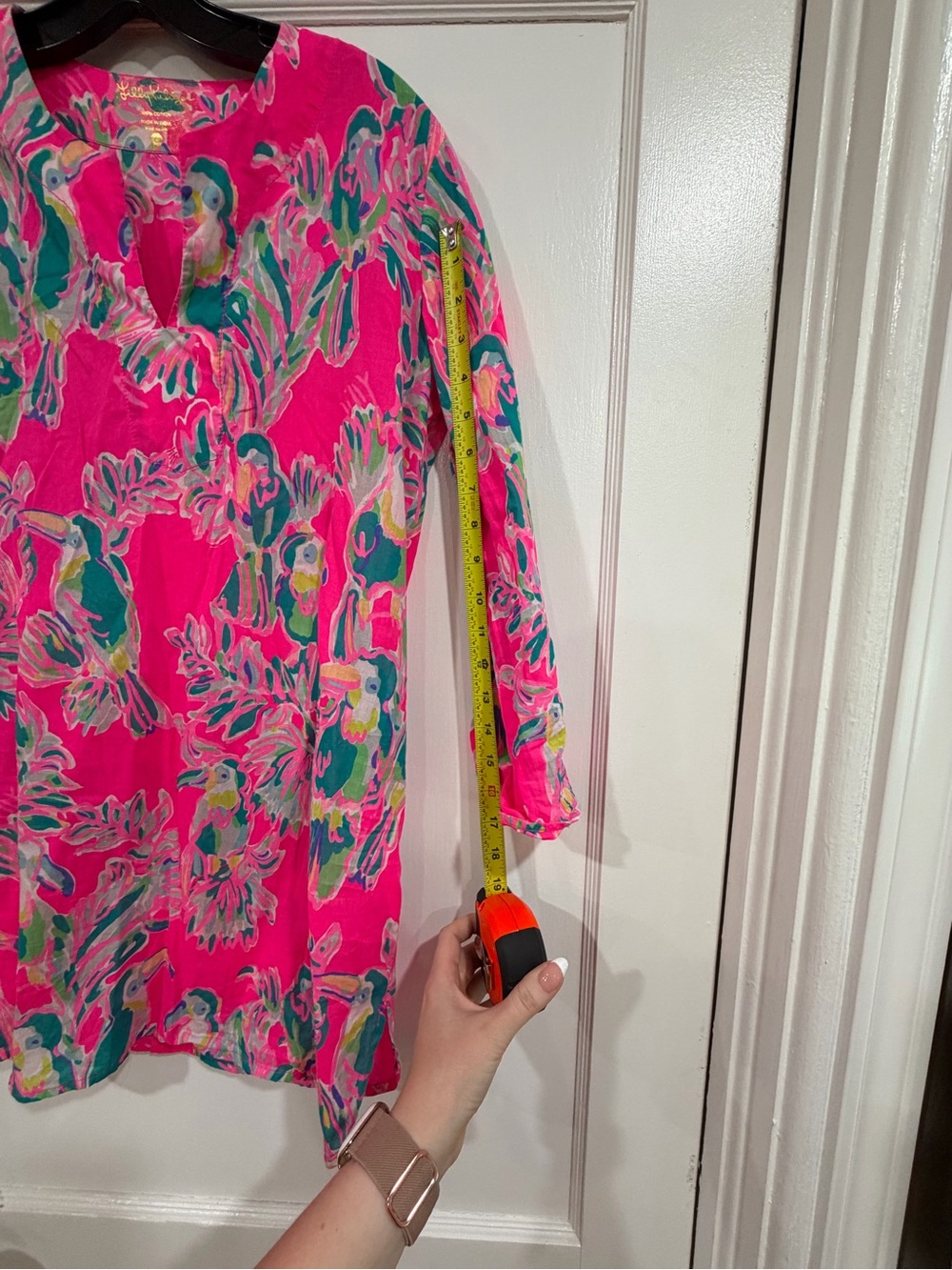 Lilly Pulitzer Hot Pink Tropical Parrot Tunic XS - Picture 7 of 10